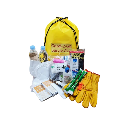 Civil Defence Kit in Emergency Grab and Go Drawstring Bag | Starter NZ Survival Kit
